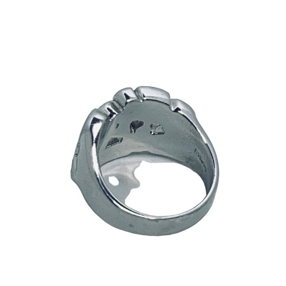 Silver Tone With Inlaid Abalone Shell Statement Ring Signed Thailand (R370) - Picture 7 of 7